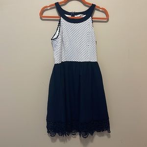Altar’d State polka dot navy blue sleeveless casual dress S